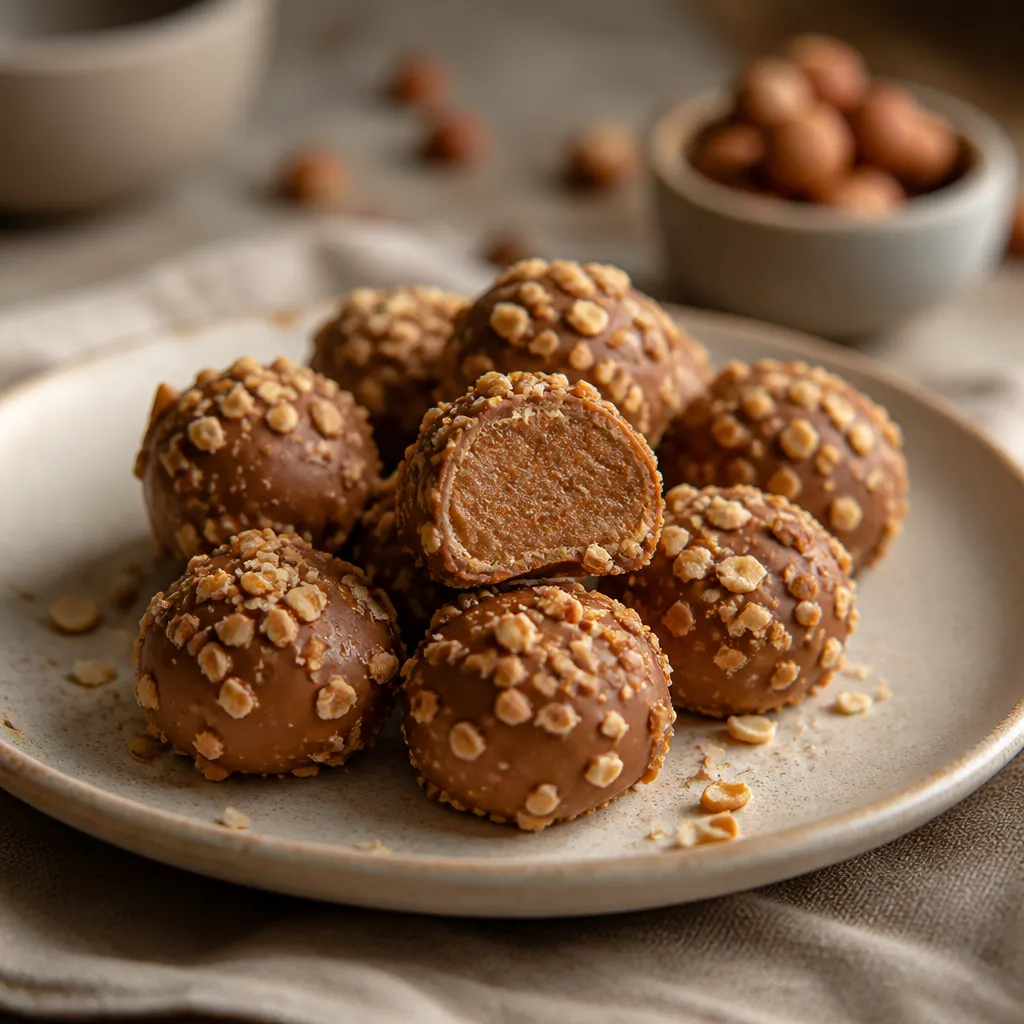 Bouchées pralinées parsemées d'éclats de noisette